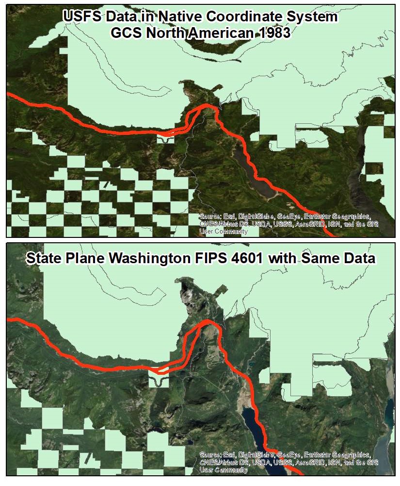 Extremely different results between map coordinate systems.